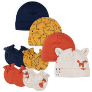 8-Piece Baby Boys Fox Caps & Mittens Set-Gerber Childrenswear