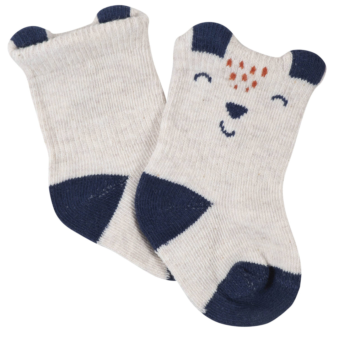 6-Pack Baby Boys Fox Wiggle-Proof™ Jersey Crew Socks-Gerber Childrenswear