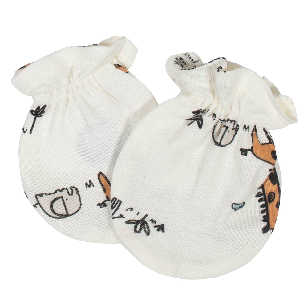 4-Pack Baby Boys Zoo Animals No Scratch Mittens