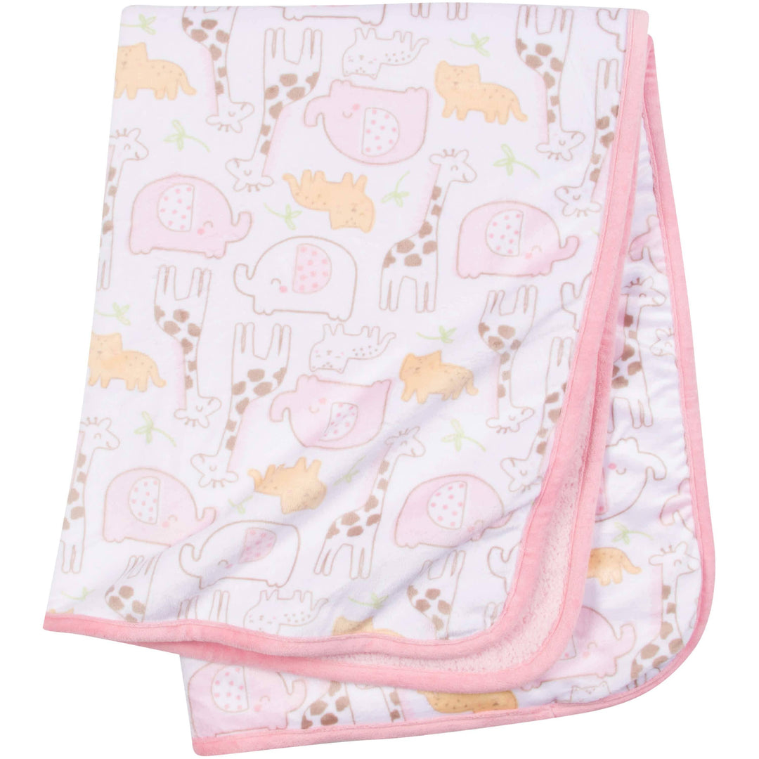 Girls Safari Animals Plush Blanket-Gerber Childrenswear