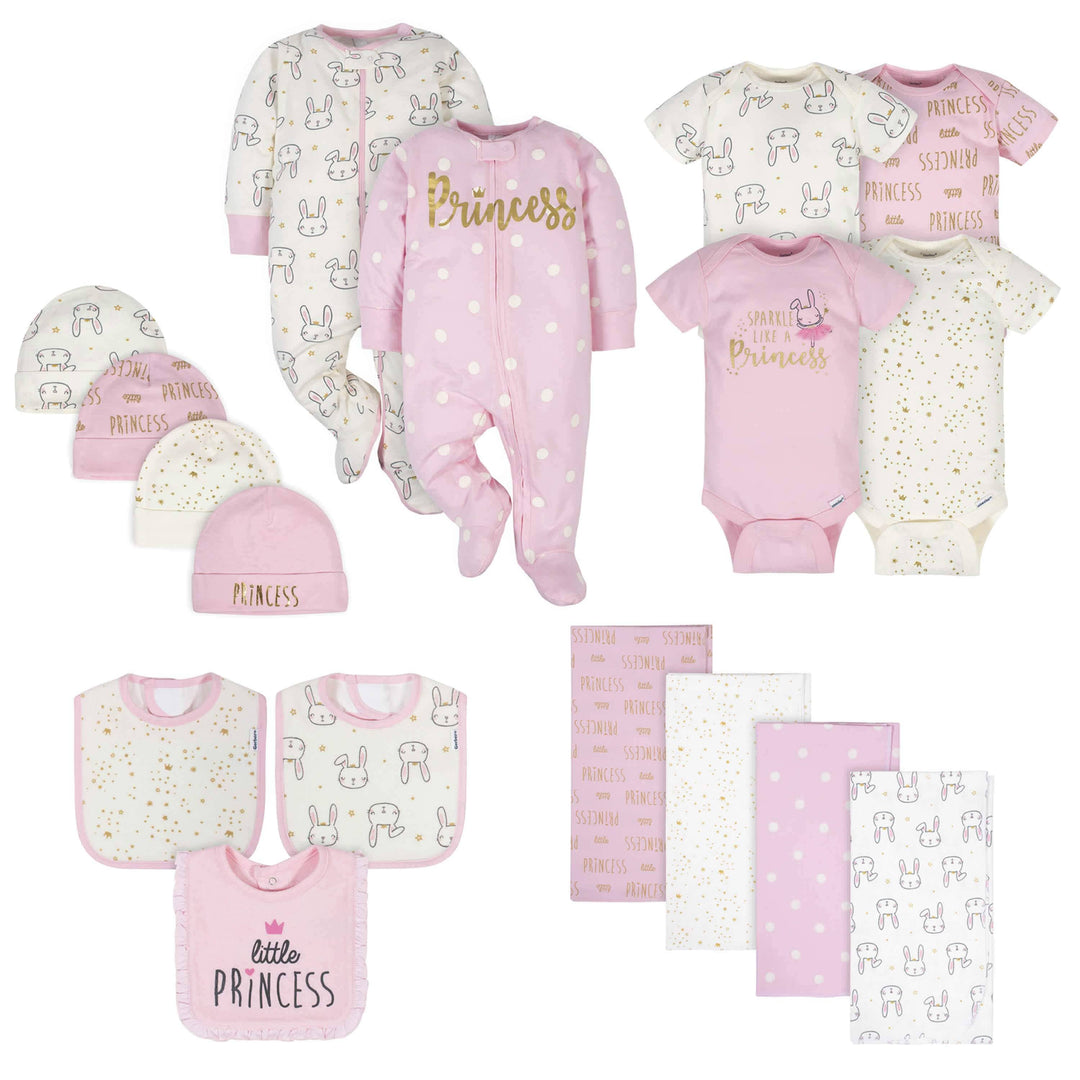 17-Piece Baby Girls Little Princess Apparel & Blankets Set-Gerber Childrenswear