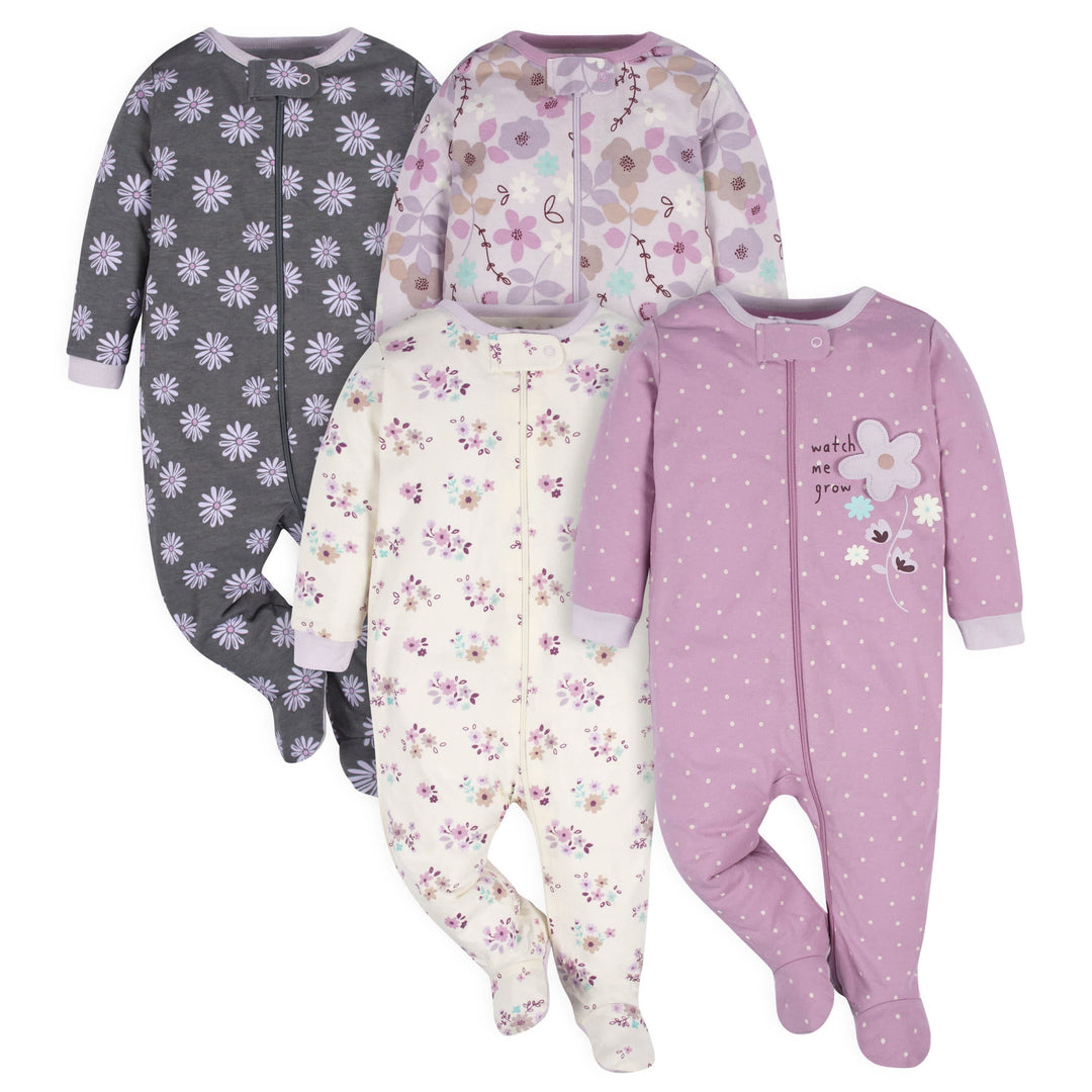 4-Pack Baby Girls Lavender Garden Sleep 'N Plays – Gerber