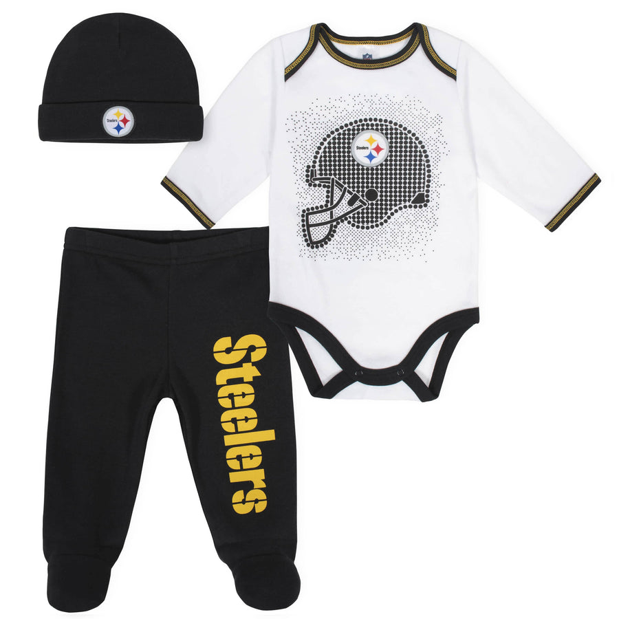 Pittsburgh Steelers 3-Piece Baby Boys Bodysuit, Pant, and Cap Set-Gerber Childrenswear