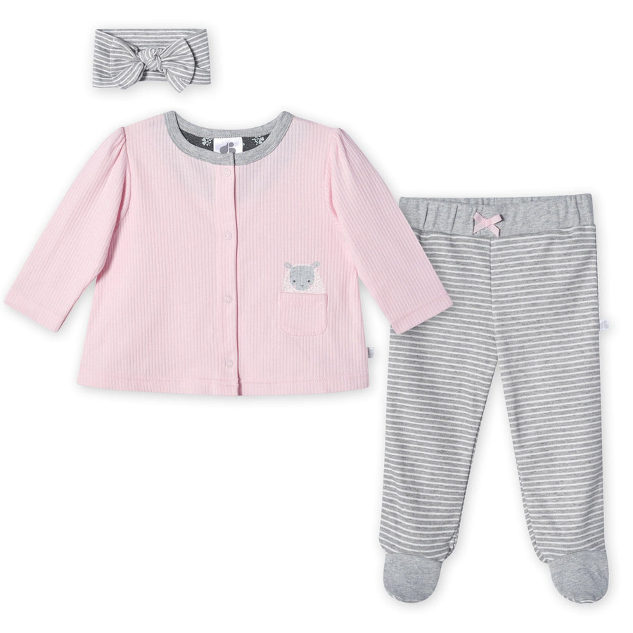 Organic Baby Girls 3-Piece Lil' Lamb Shirt, Pants & Headband Set-Gerber Childrenswear