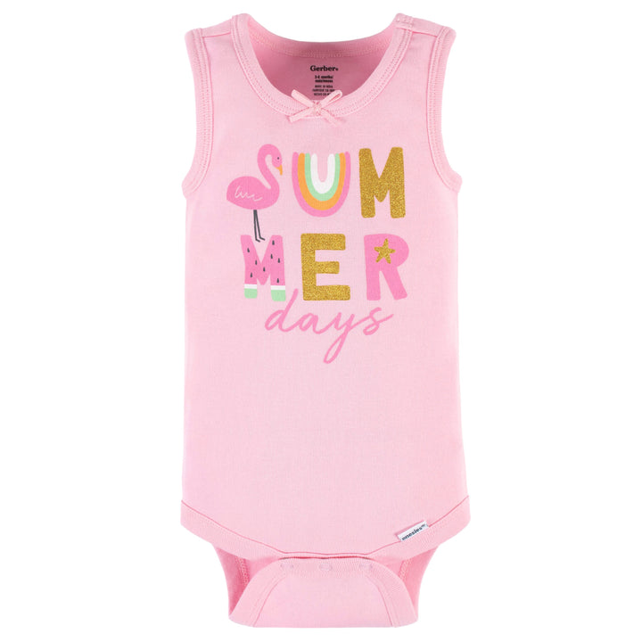 4-Pack Baby Girls Summer Blossom Tank Onesies® Bodysuits-Gerber Childrenswear