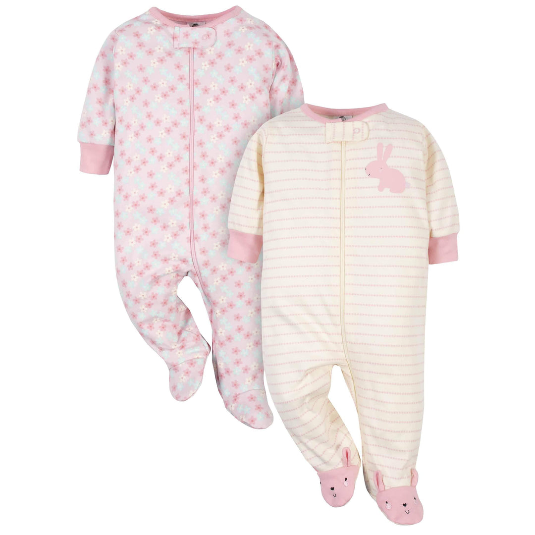 Gerber® Organic 2-Pack Baby Girls Bunny Sleep 'N Plays-Gerber Childrenswear