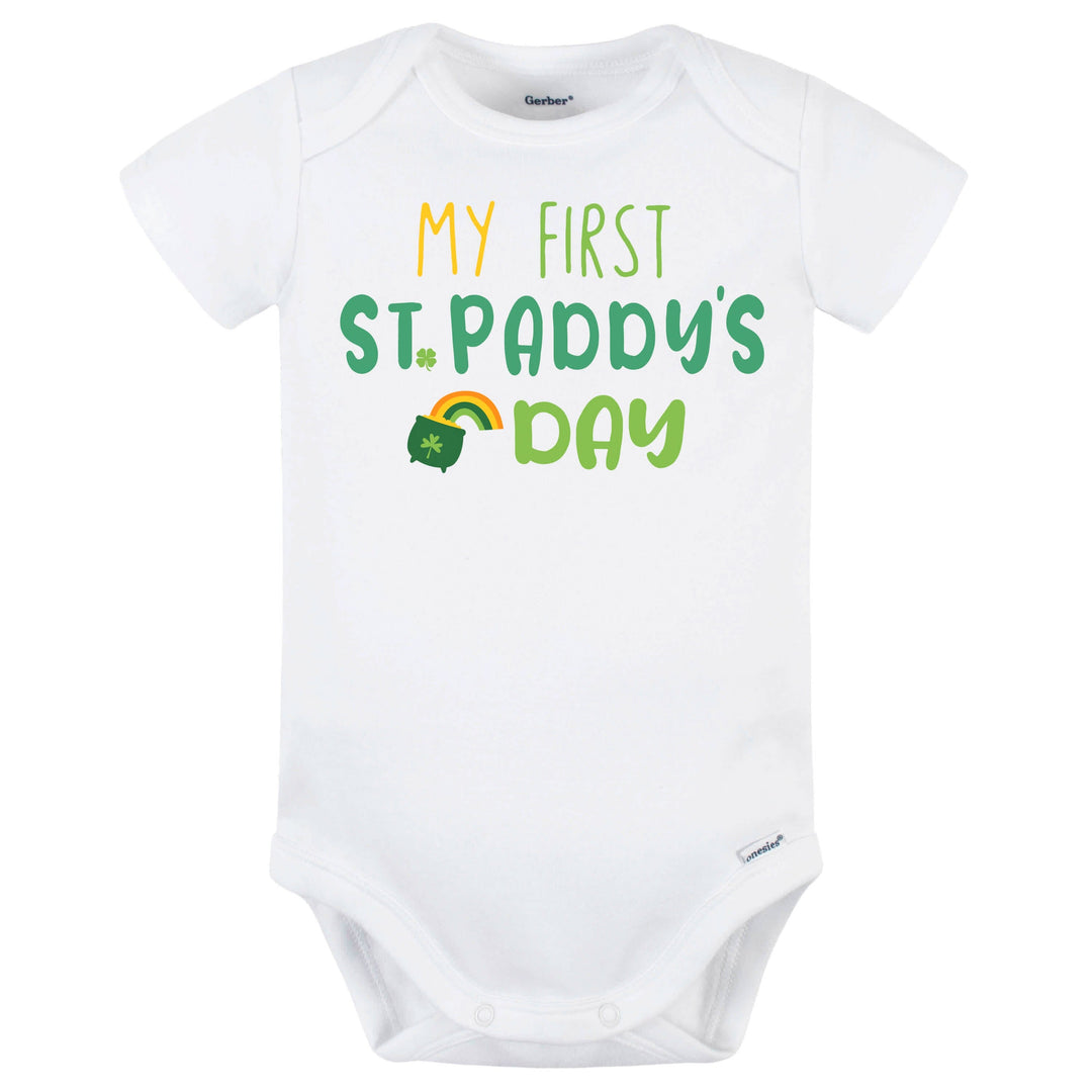 Baby Neutral "My 1st St Paddy's Day" Short Sleeve Onesies® Bodysuit-Gerber Childrenswear