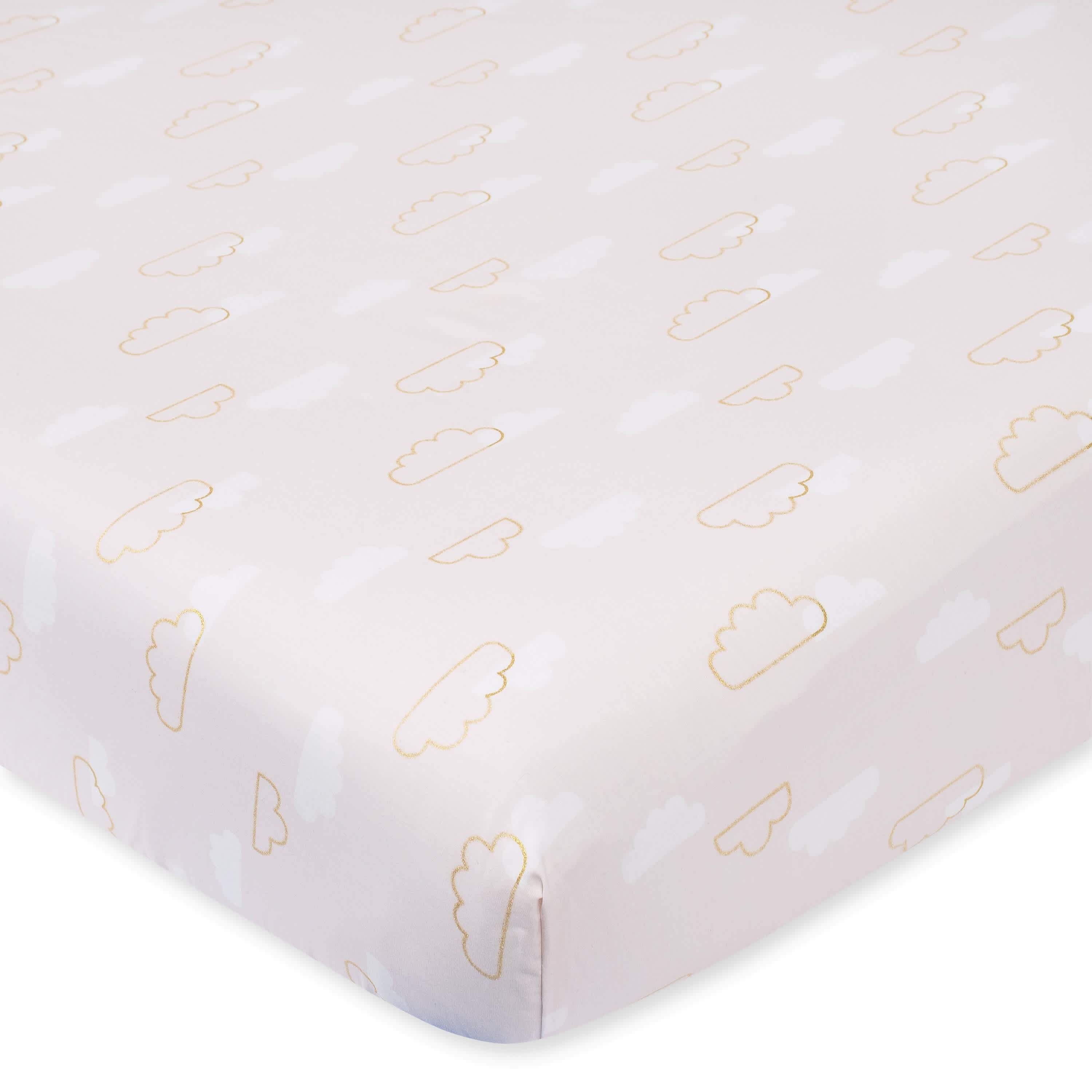 3-Piece Baby Girls Sparkle Pink Fitted Crib Sheets & Crib Skirt Set-Gerber Childrenswear