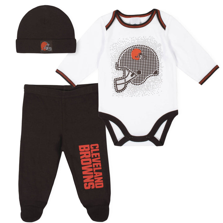 Cleveland Browns 3-Piece Baby Boys Bodysuit, Pant, and Cap Set-Gerber Childrenswear
