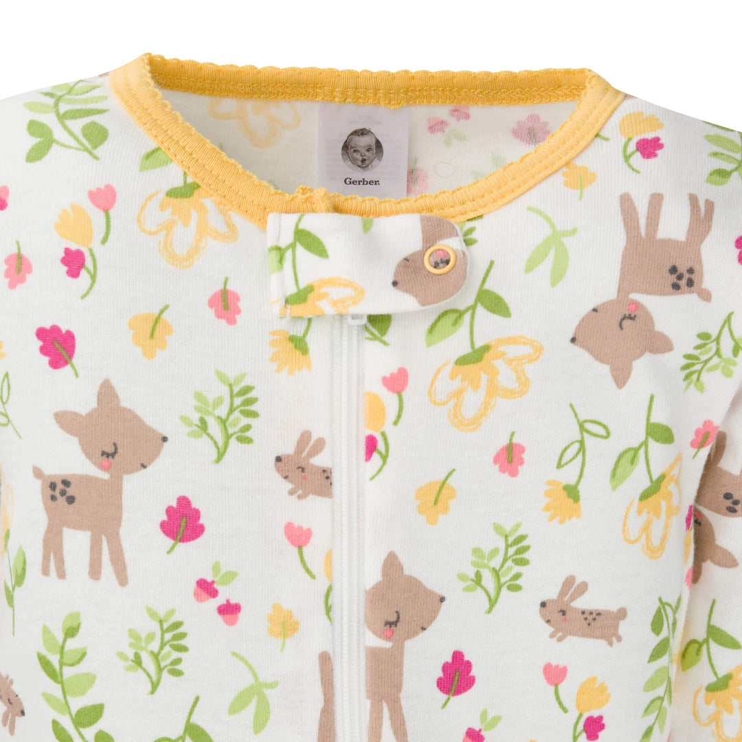 2-Pack Baby & Toddler Girls Deer Snug Fit Footed Cotton Pajamas-Gerber Childrenswear