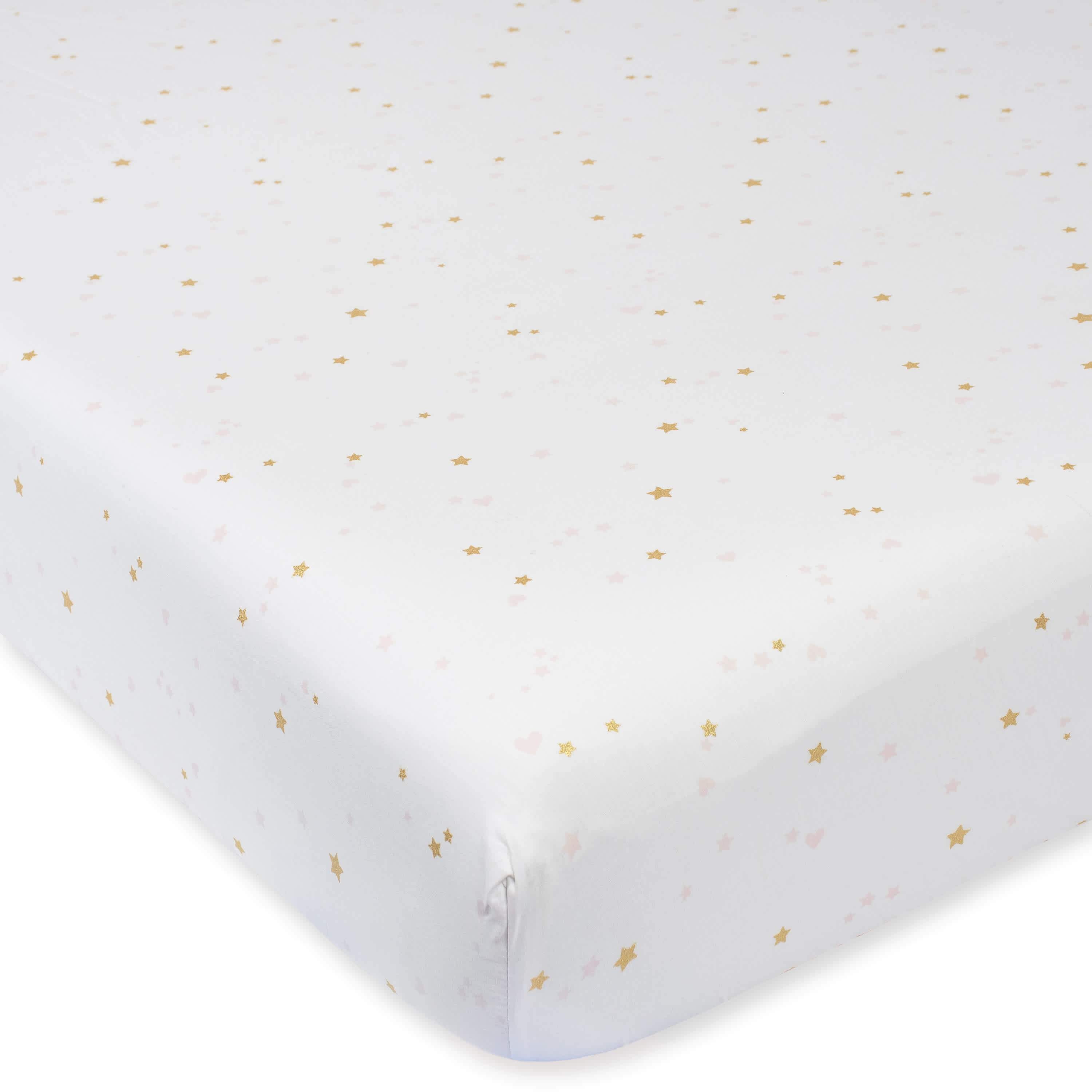 3-Piece Baby Girls Sparkle Pink Fitted Crib Sheets & Crib Skirt Set-Gerber Childrenswear