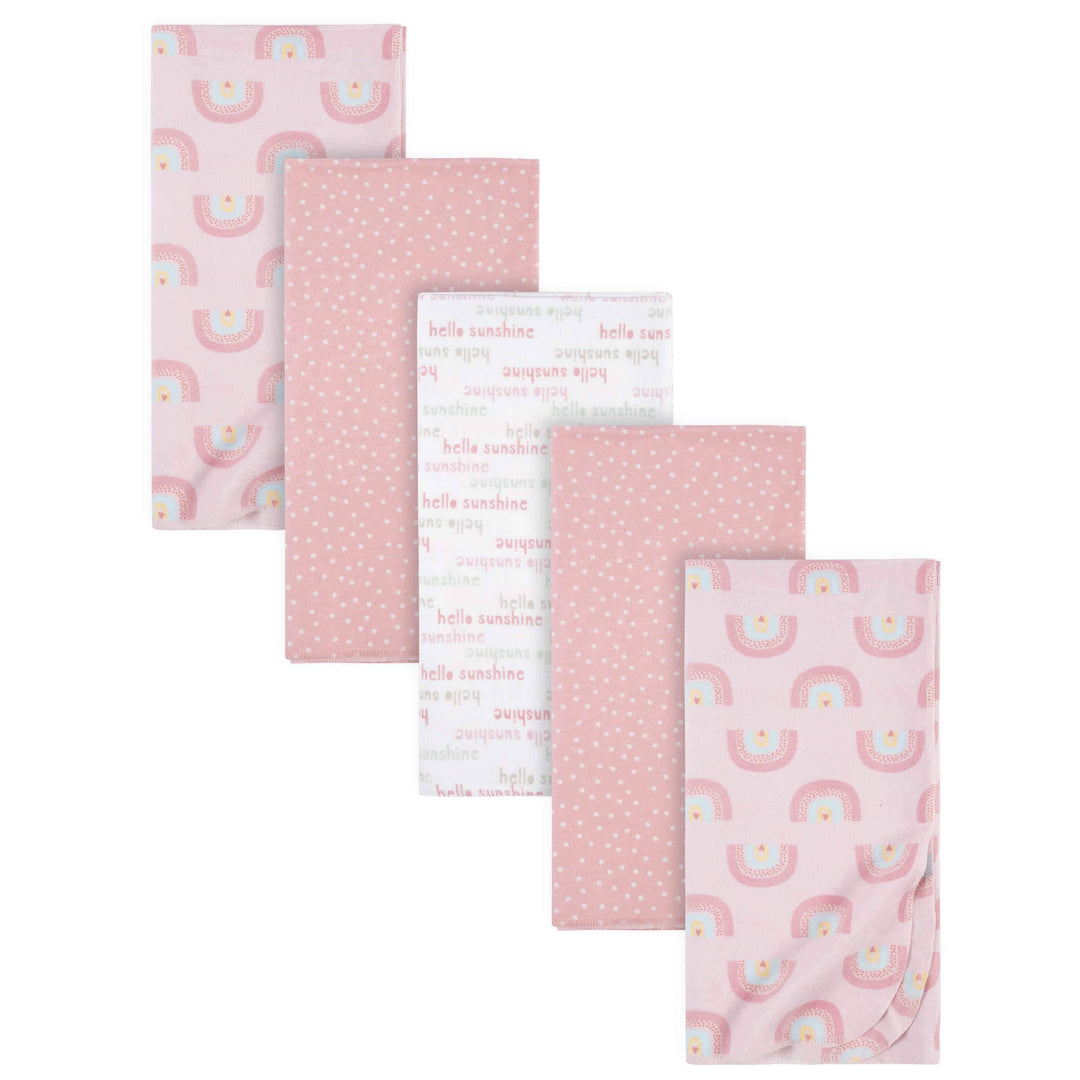 5-Pack Baby Girls Pink Rainbow Flannel Receiving Blankets – Gerber