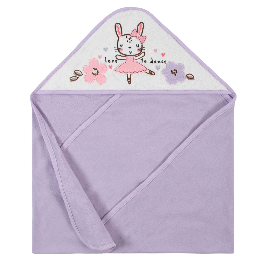 12-Piece Girls Bunny Ballerina Hooded Towel & Washcloth Set-Gerber Childrenswear