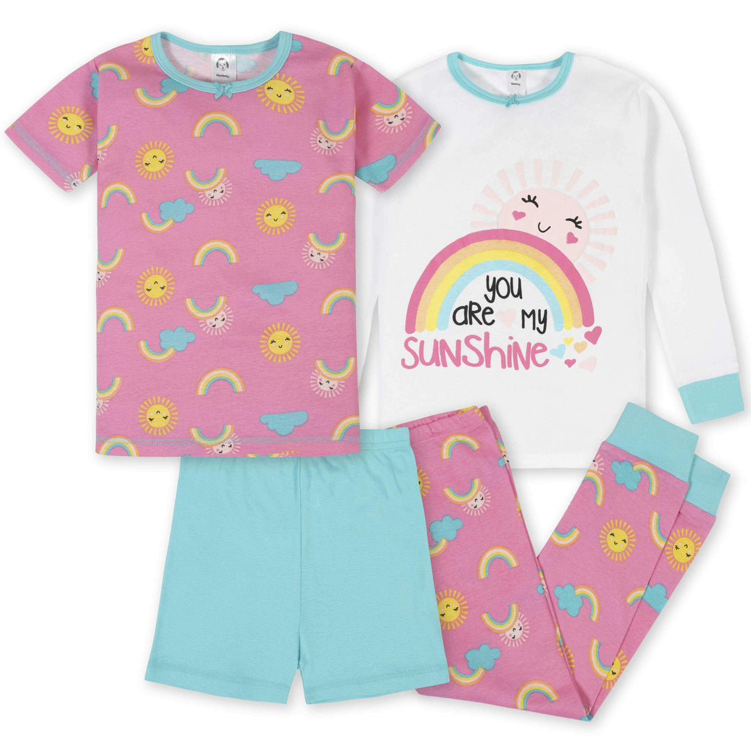 4-Piece Girls Rainbow Pajama Set