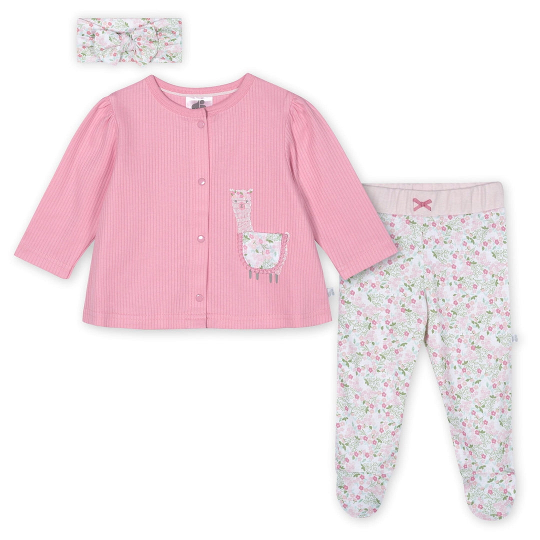 Organic Baby Girls 3-Piece Lil' Llama Shirt, Pants & Headband Set-Gerber Childrenswear