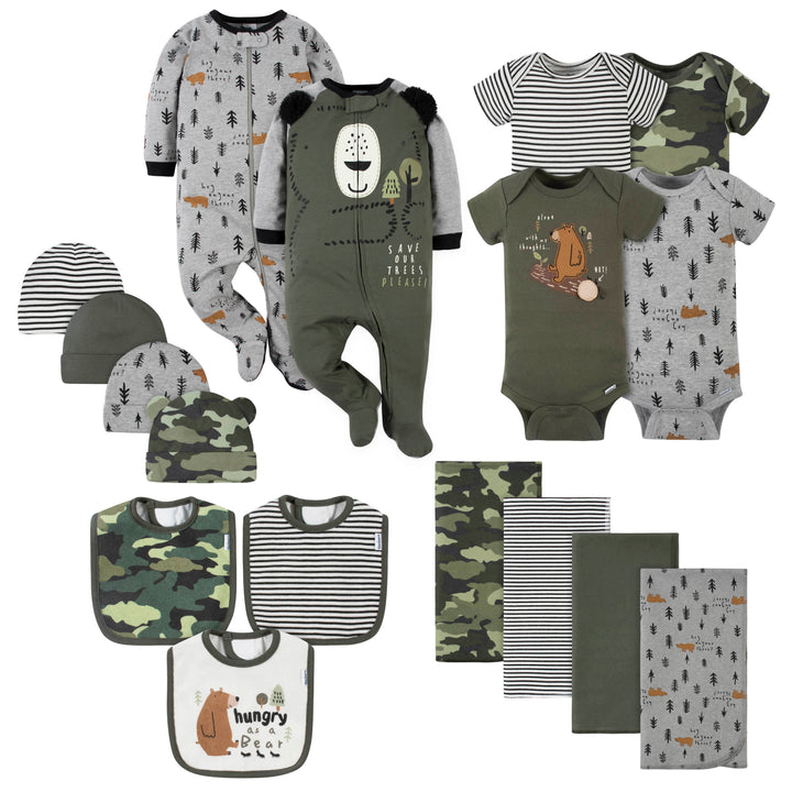 17-Piece Baby Boys Bear Apparel & Blankets Set-Gerber Childrenswear