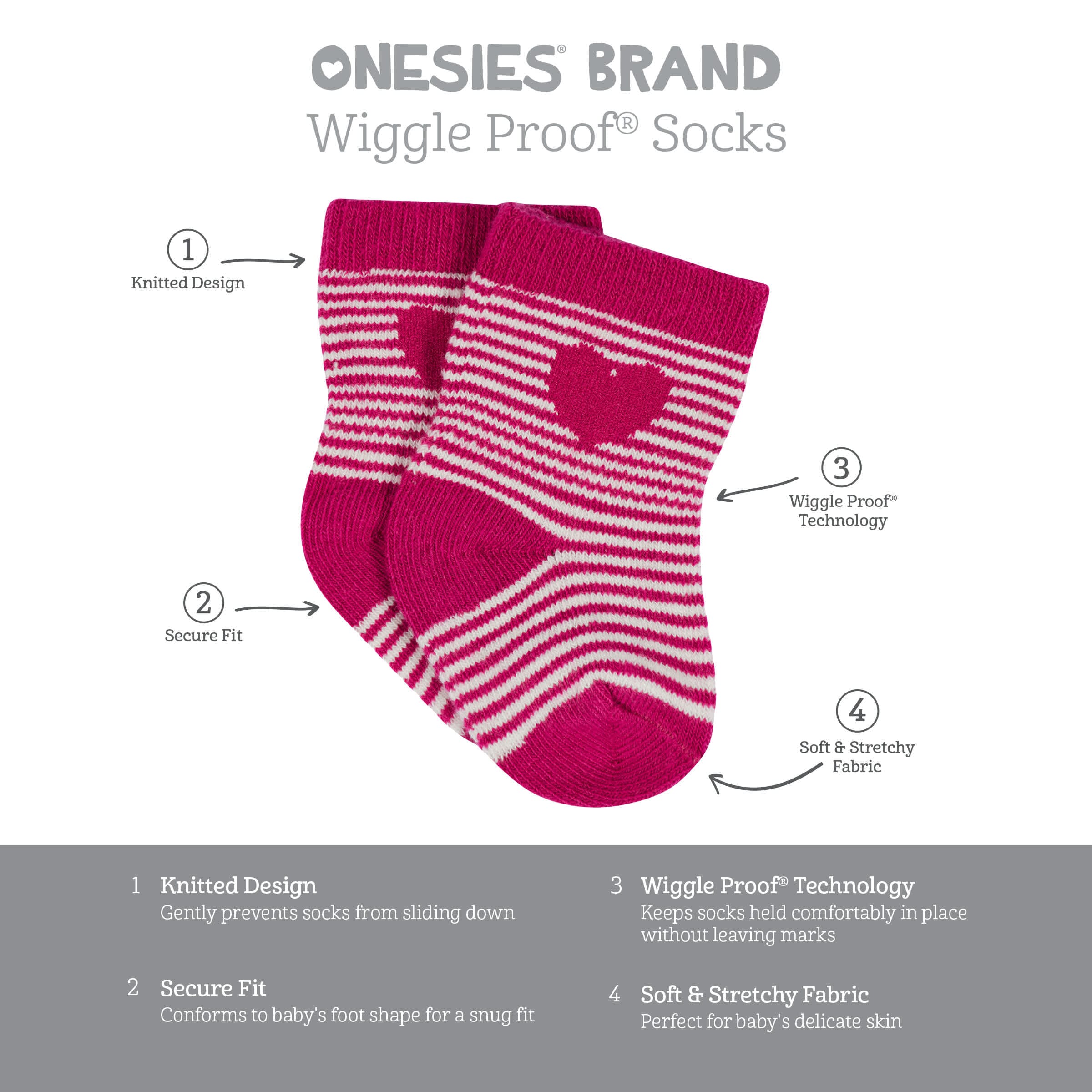 12-Pack Baby & Toddler Girls Floral Fox Jersey Crew Wiggle Proof® Socks