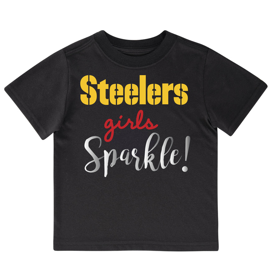 Pittsburgh Steelers Girls Sparkle Short Sleeve Tee-Gerber Childrenswear