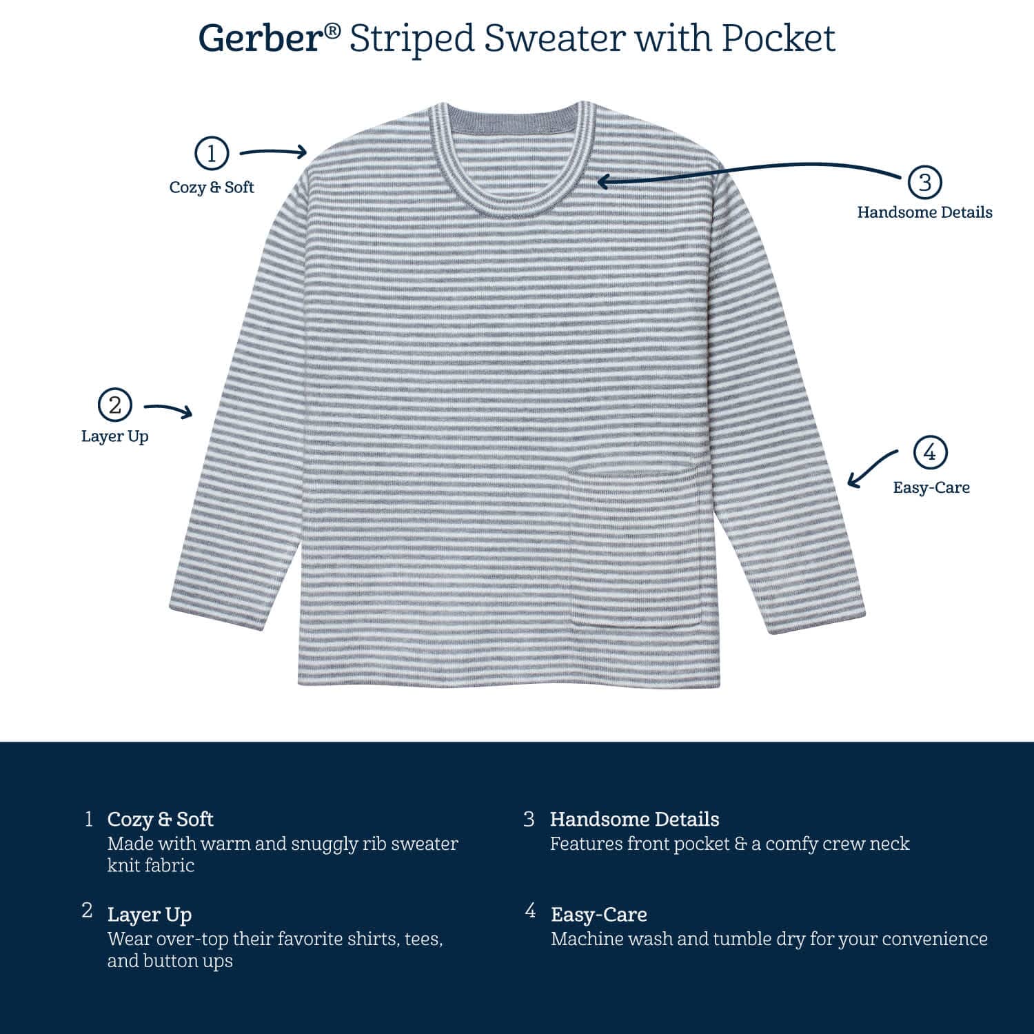 Infant & Toddler Boys Gray Heather Striped Sweater with