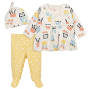 3-Piece Baby Girls Comfy Stretch Flower Pot Shirt, Footed Pant and Cap Set-Gerber Childrenswear