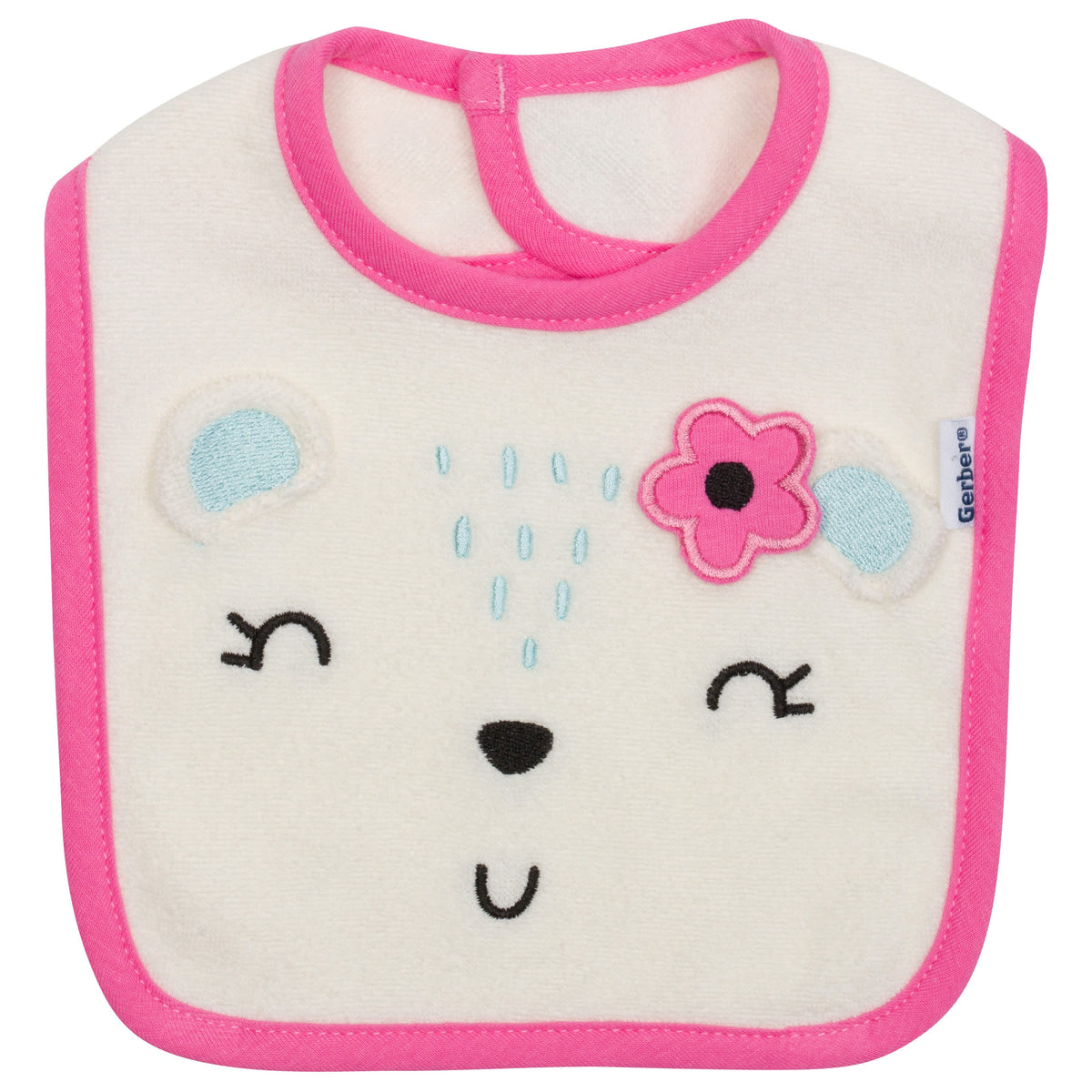 4-Pack Baby Girls Bear Dribbler Bibs