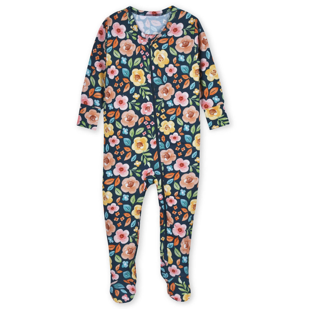 Baby & Toddler Girls Midnight Floral Buttery-Soft Viscose Made from Eucalyptus Snug Fit Footed Pajamas