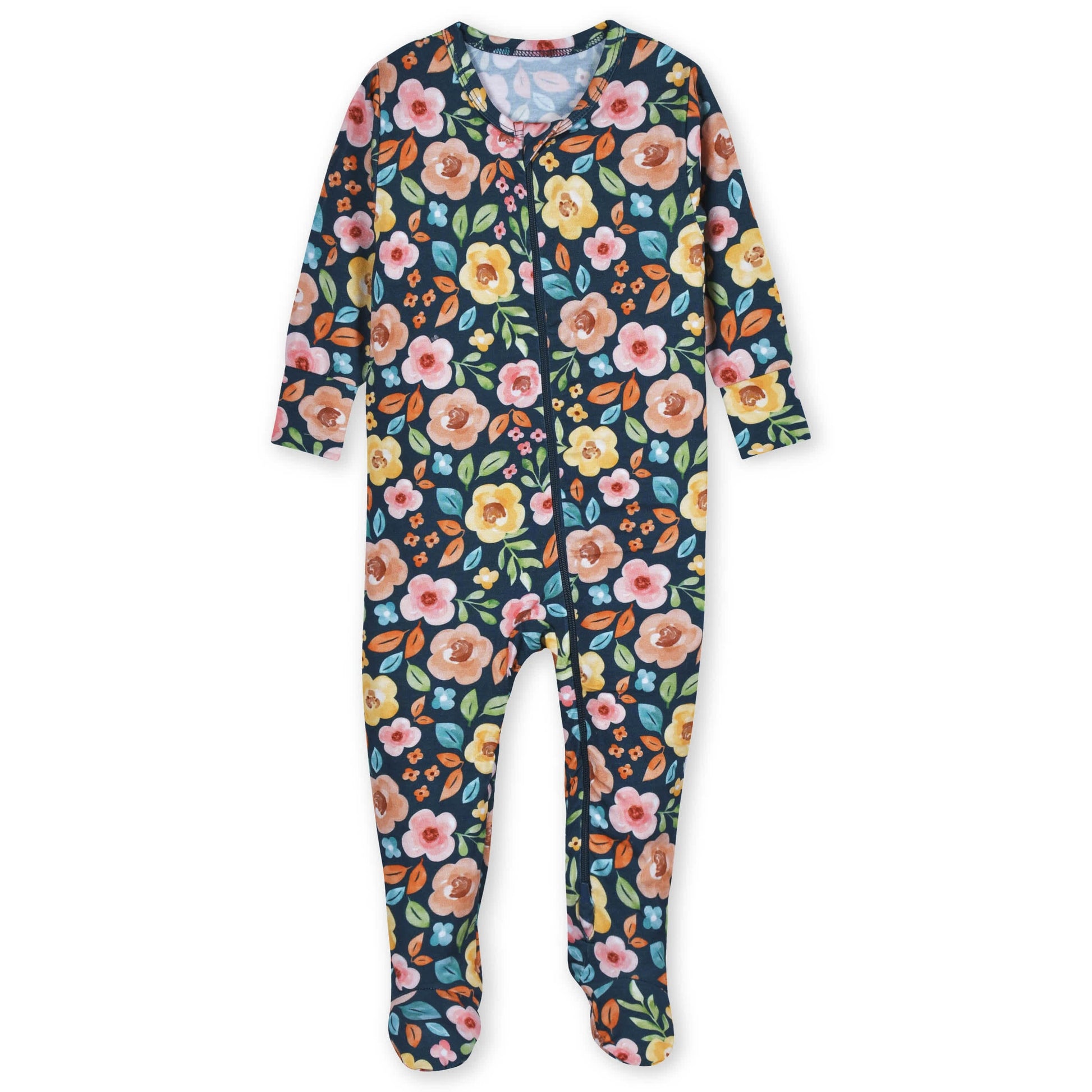 Baby & Toddler Girls Midnight Floral Buttery-Soft Viscose Made from Eucalyptus Snug Fit Footed Pajamas