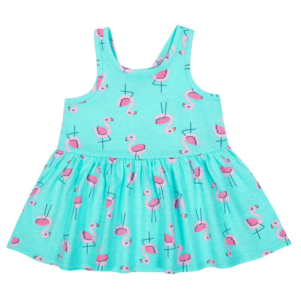 Gerber Girls' Toddler 3-Piece Dress Set, Pink Flamingo-Gerber Childrenswear