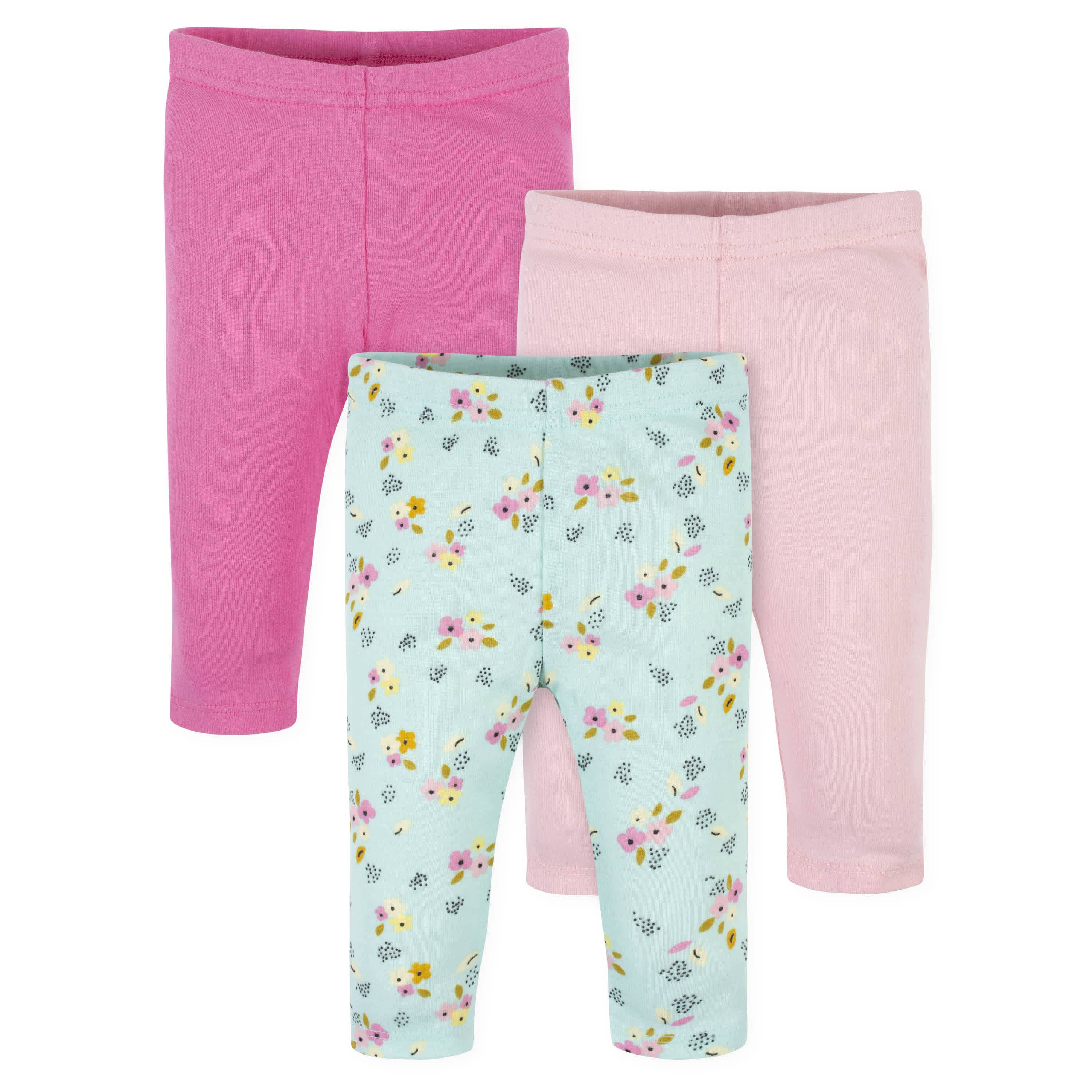 Babyhug Lycra Three Fourth Printed Leggings Pack of 2 - Pink Blue