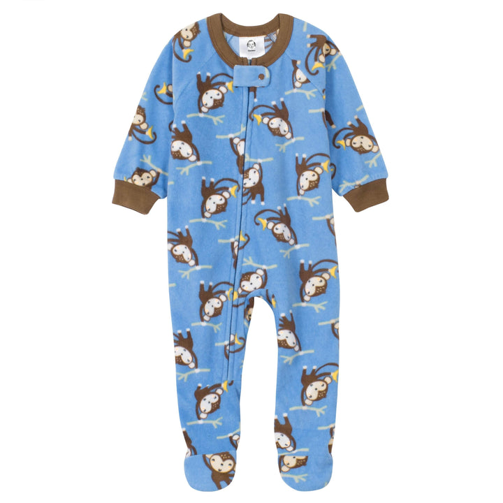 Gerber® 4-Pack Baby Boys Monkeys & Dinos Fleece Pajamas-Gerber Childrenswear