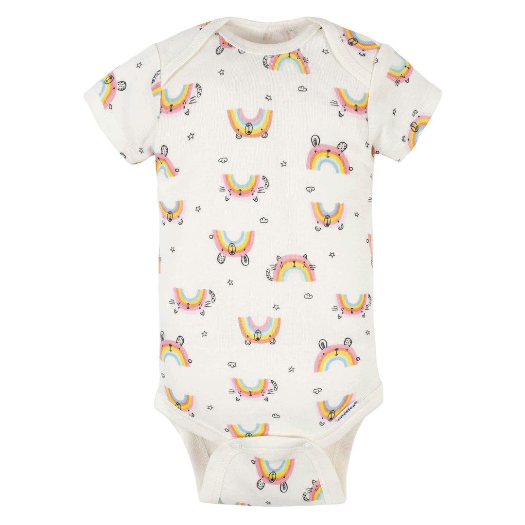 5-Pack Baby Girls Rainbow Short Sleeve Onesies® Bodysuits-Gerber Childrenswear