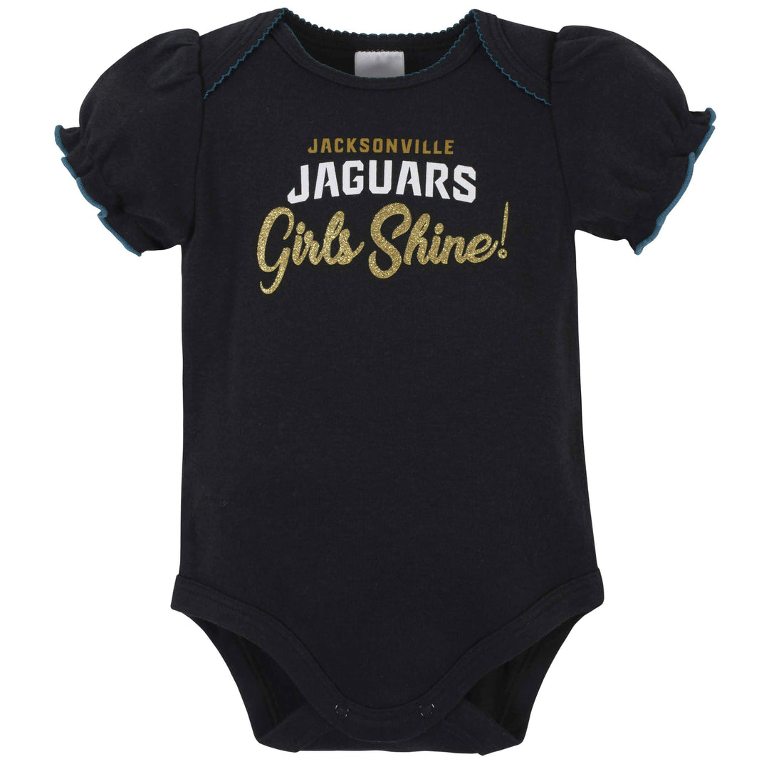 Jacksonville Jaguars Baby Girls Short Sleeve Bodysuits-Gerber Childrenswear
