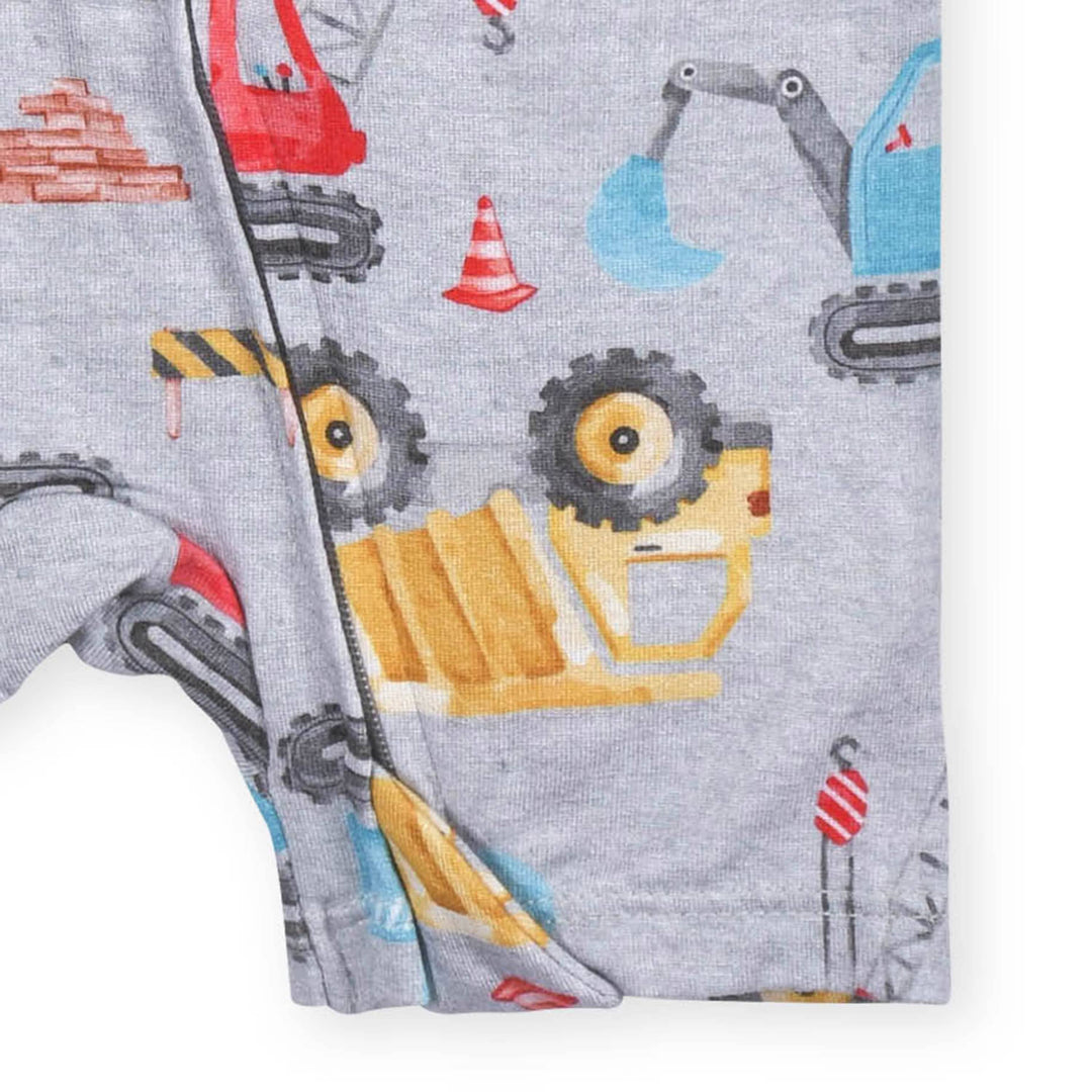 Baby Boys Construction Trucks Buttery-Soft Viscose Made from Eucalyptus Snug Fit Romper