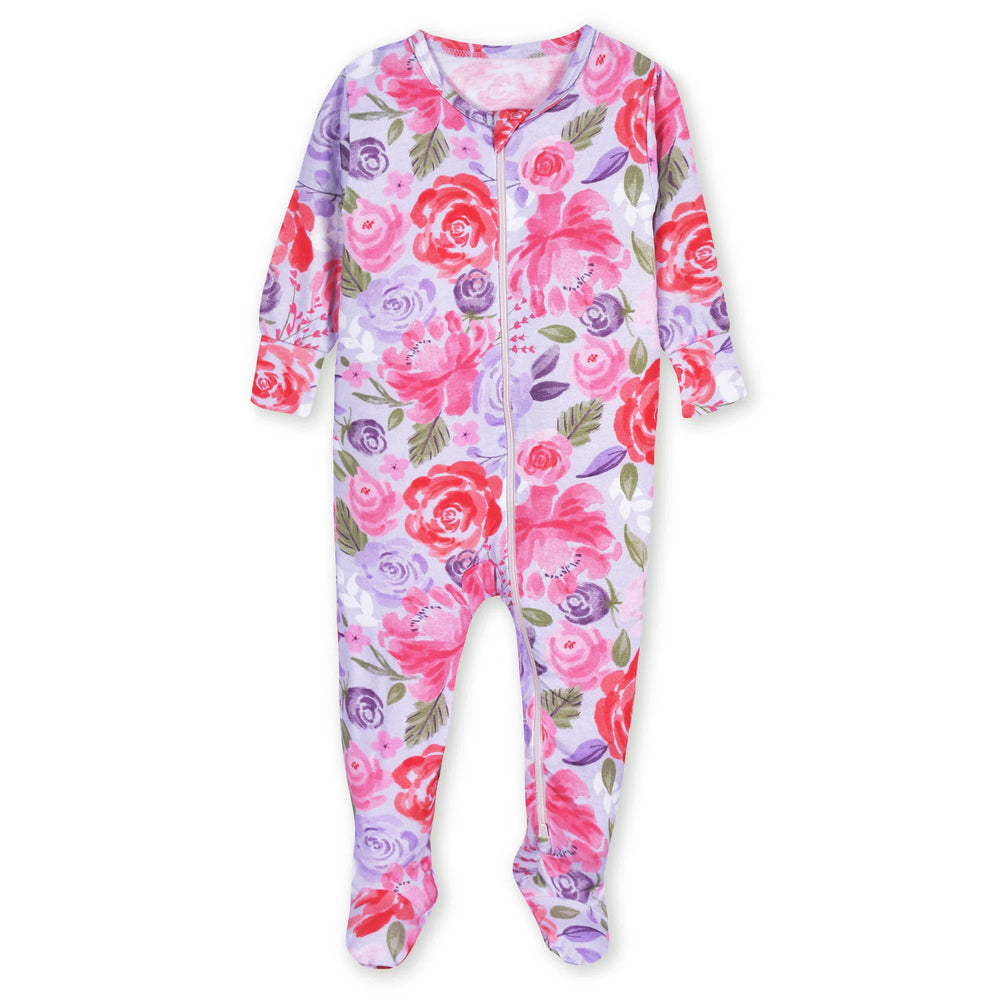 Baby & Toddler Girls Lilac Garden Buttery-Soft Viscose Made from Eucalyptus Snug Fit Footed Pajamas