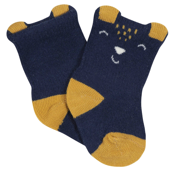 6-Pack Baby Boys Fox Wiggle-Proof™ Jersey Crew Socks-Gerber Childrenswear