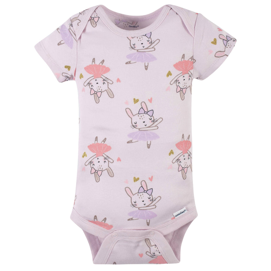 4-Pack Baby Girls Bunny Ballerina Short Sleeve Onesies® Bodysuits ...