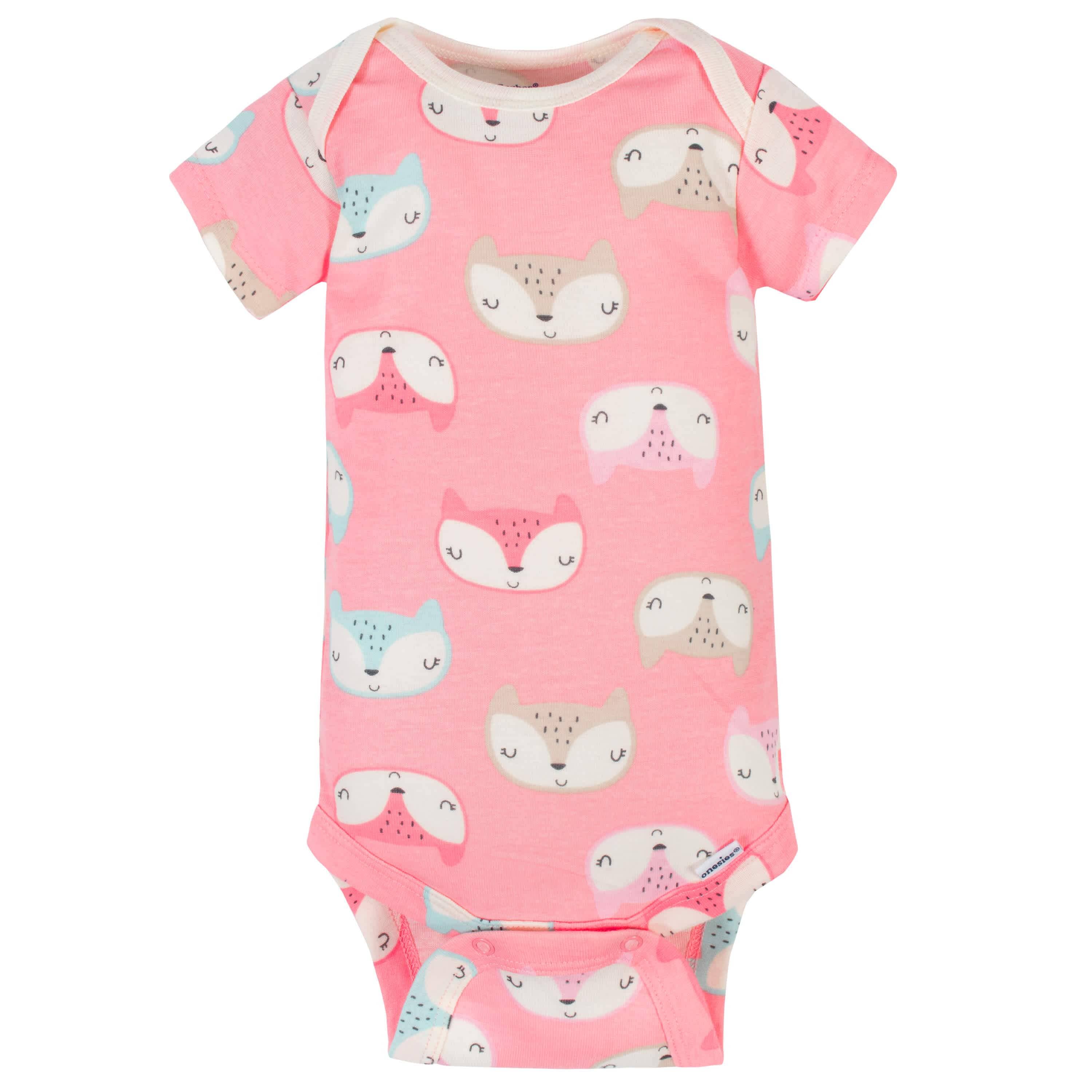 3-Pack Baby Girls Fox Short Sleeve Onesies® Bodysuits – Gerber ...