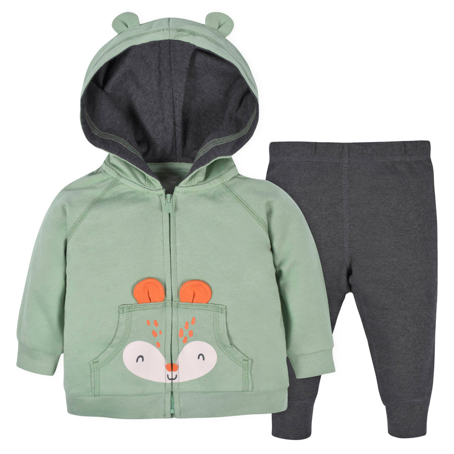 2-Piece Baby Toddler Boys Explore Terry Zip Hoodie Joggers Set