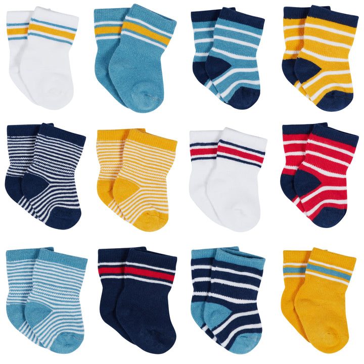 12-Pack Baby & Toddler Boys Construction Zone Jersey Crew Wiggle Proof® Socks