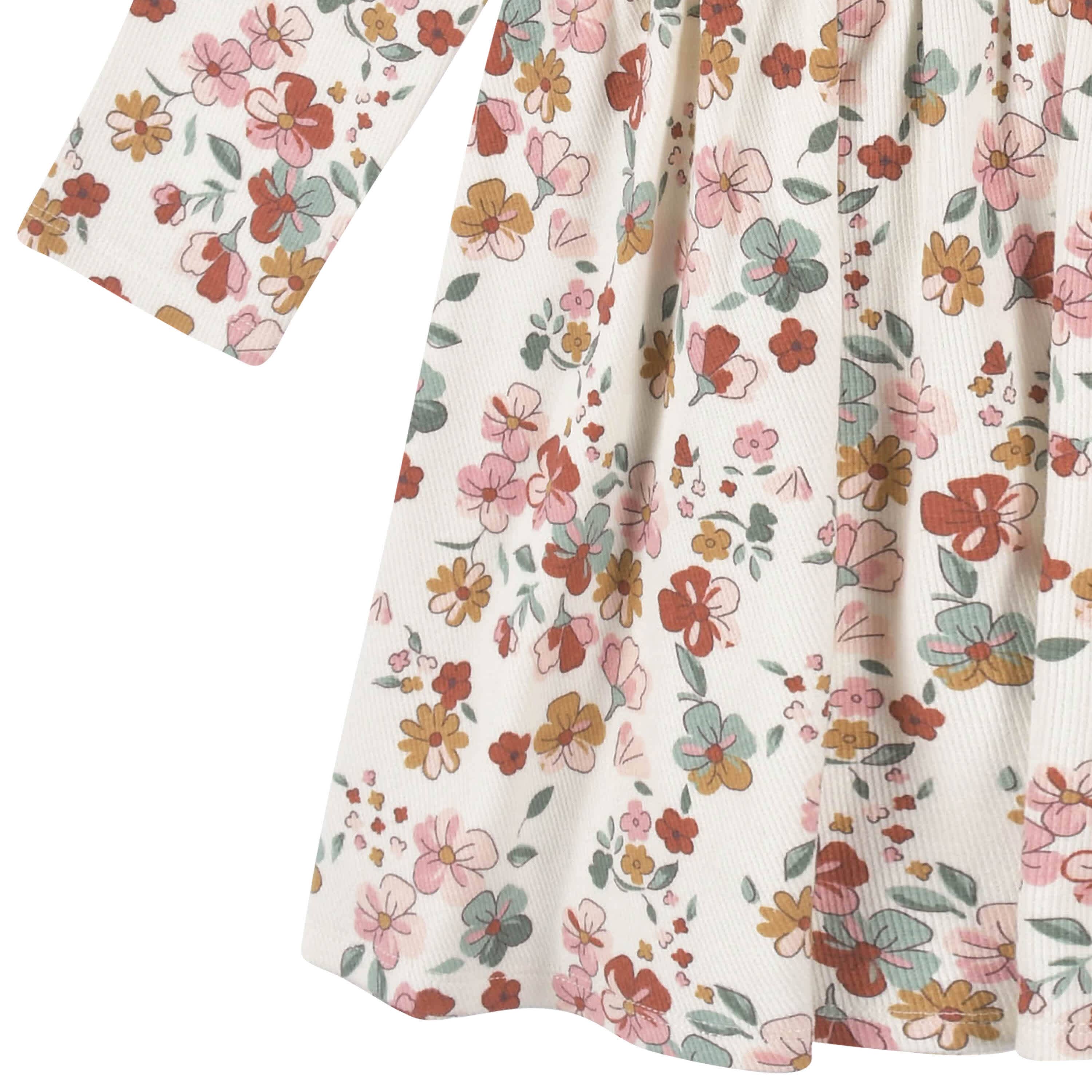 2-Pack Infant & Toddler Girls Mint Floral Long Sleeve Dresses