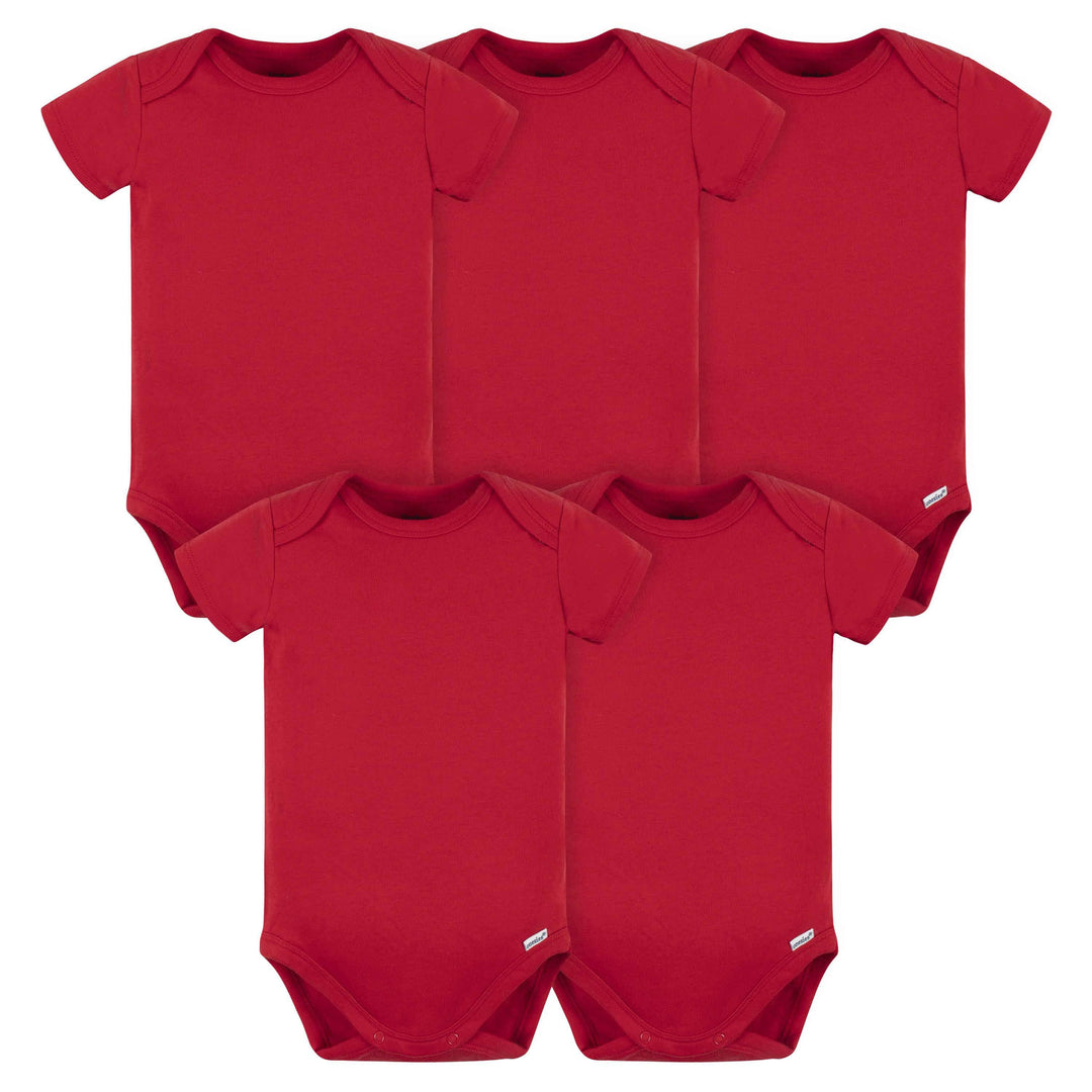 5-Pack Baby Red Premium Onesies® Bodysuits-Gerber Childrenswear