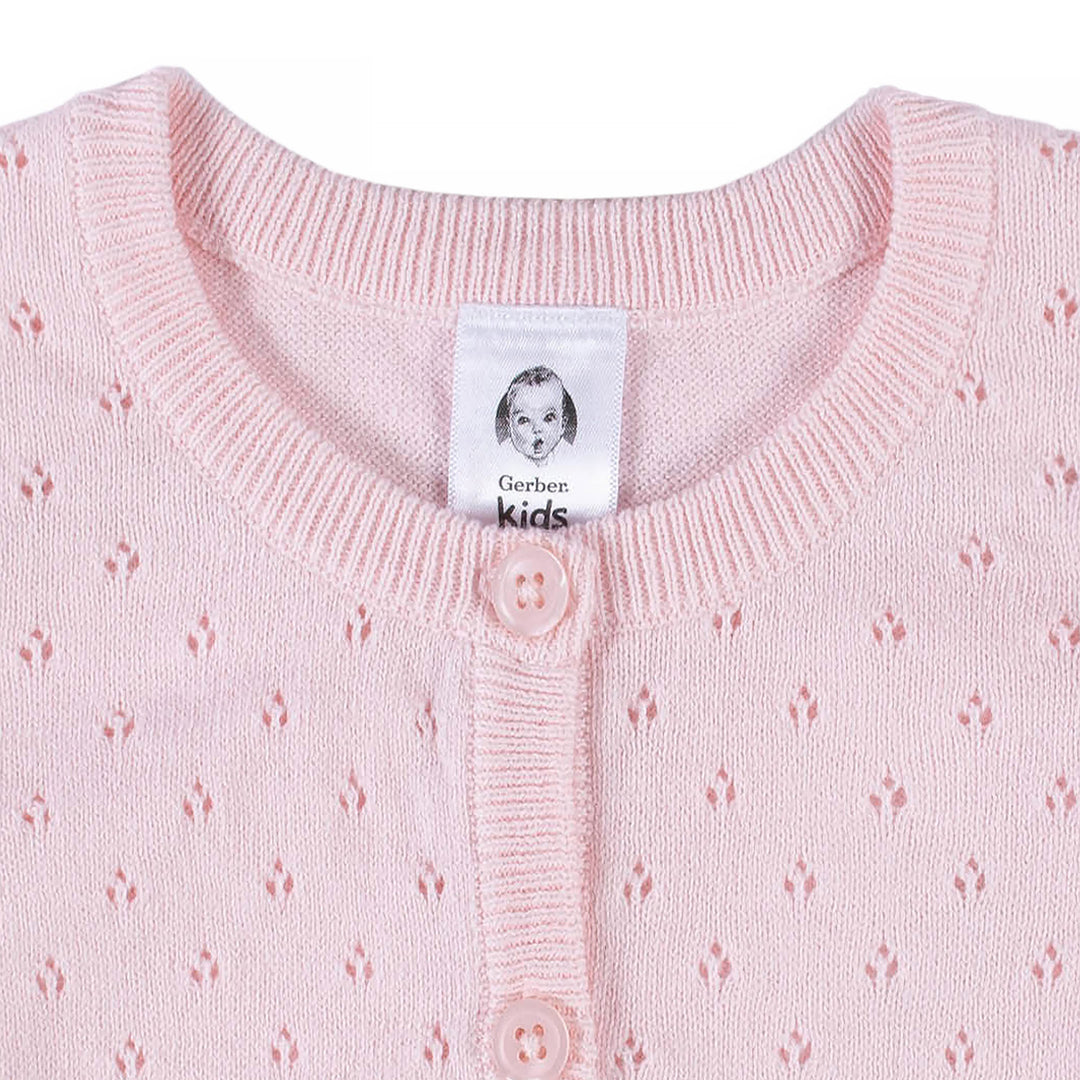 Baby & Toddler Girls Pink Pointelle Cardigan-Gerber Childrenswear
