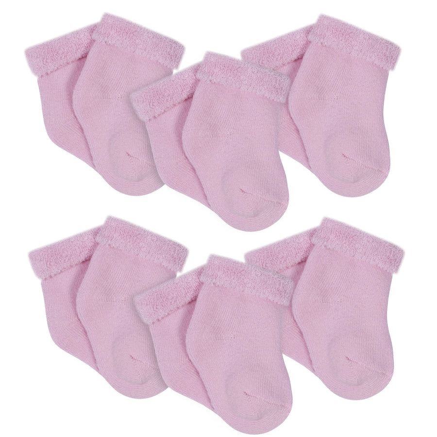 Gerber® 6-Pack Baby Girls Craft Pink Wiggle Proof Bootie Socks-Gerber Childrenswear