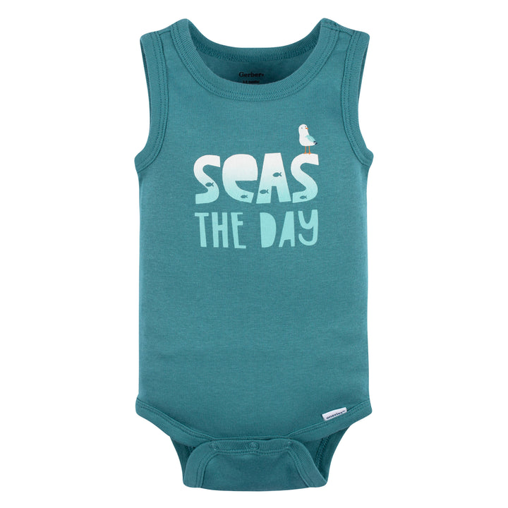 4-Pack Baby Boys Seas The Day Sleeveless Onesies® Bodysuits