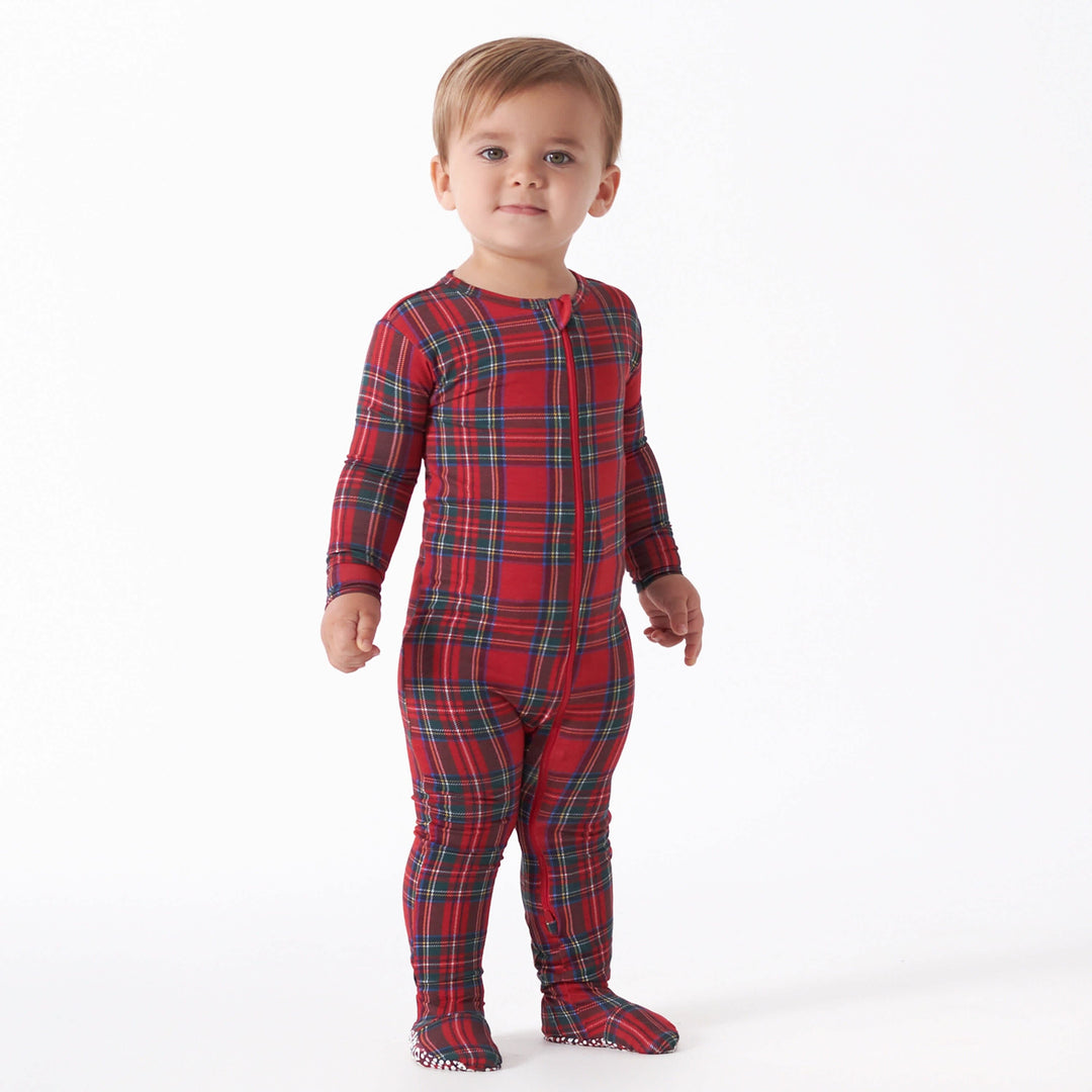 Baby Stewart Plaid Buttery-Soft Viscose Made from Eucalyptus Snug Fit Footed Pajamas
