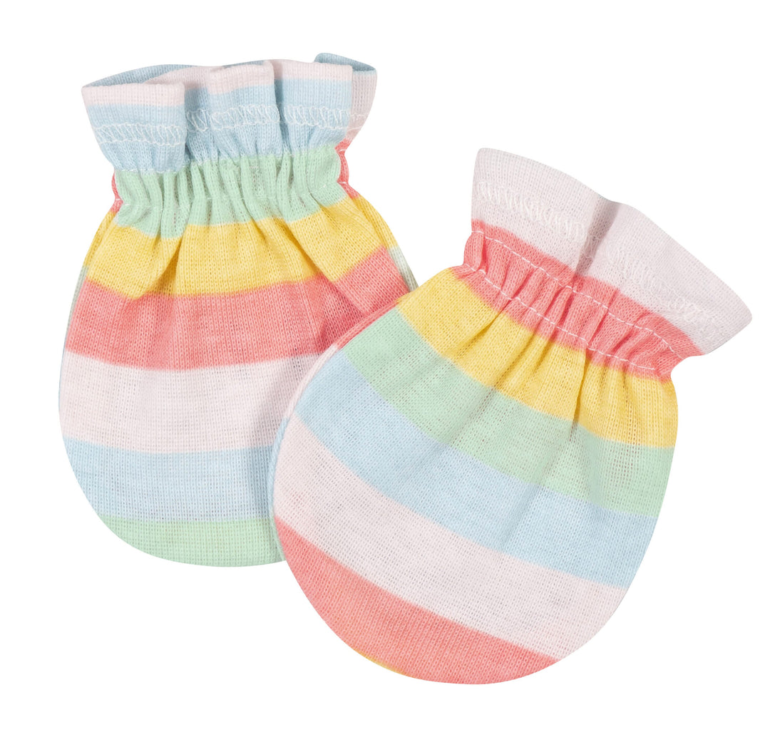 3-Pack Baby Girls Rainbow No Scratch Mittens-Gerber Childrenswear