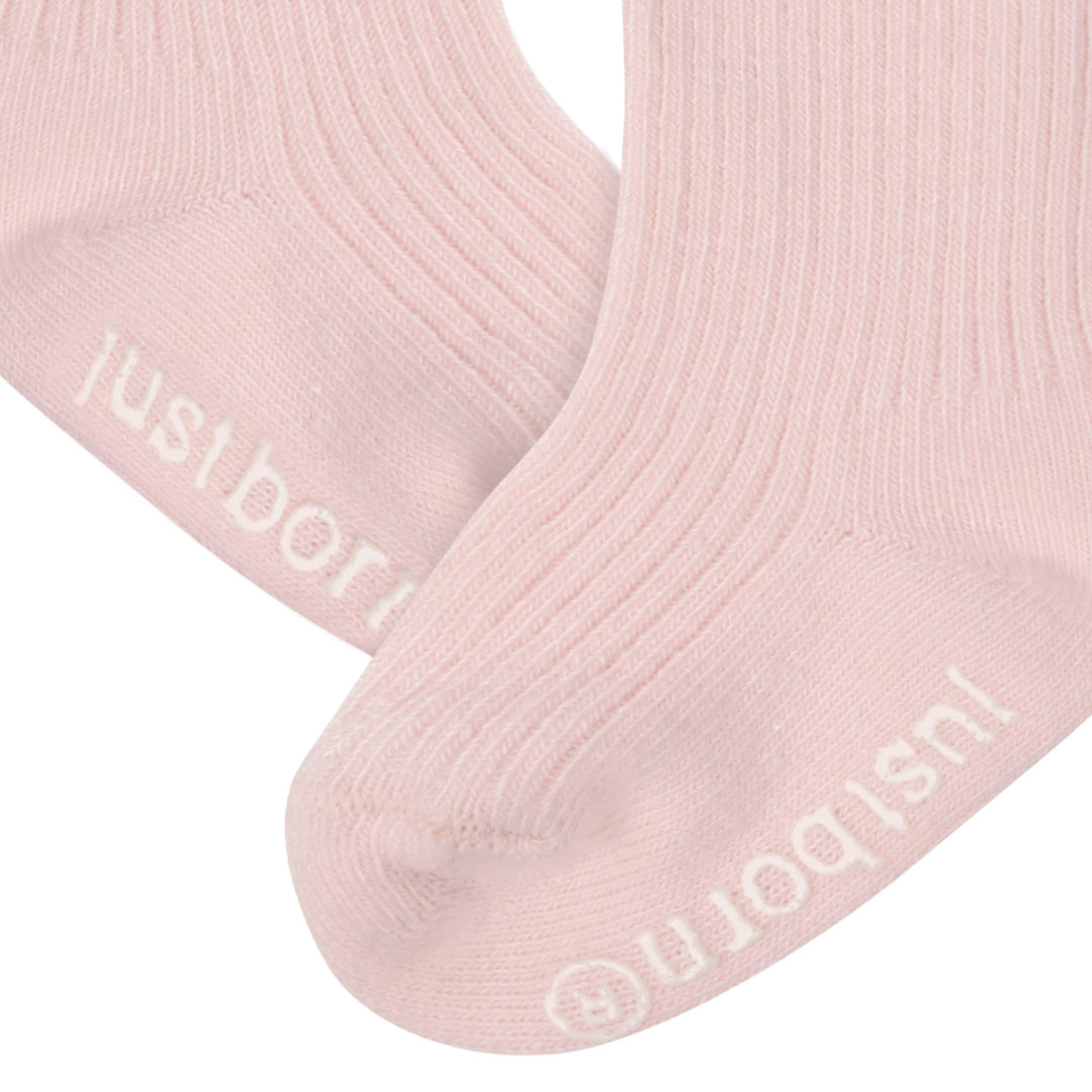 Just Born 6-Pack Baby Girls Dusty Pink Socks - 6-12mo