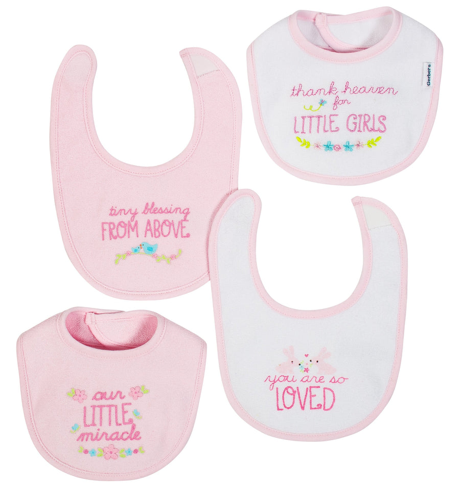 Baby Girls' 4-Pack Prism Pink Dribbler Bibs-Gerber Childrenswear