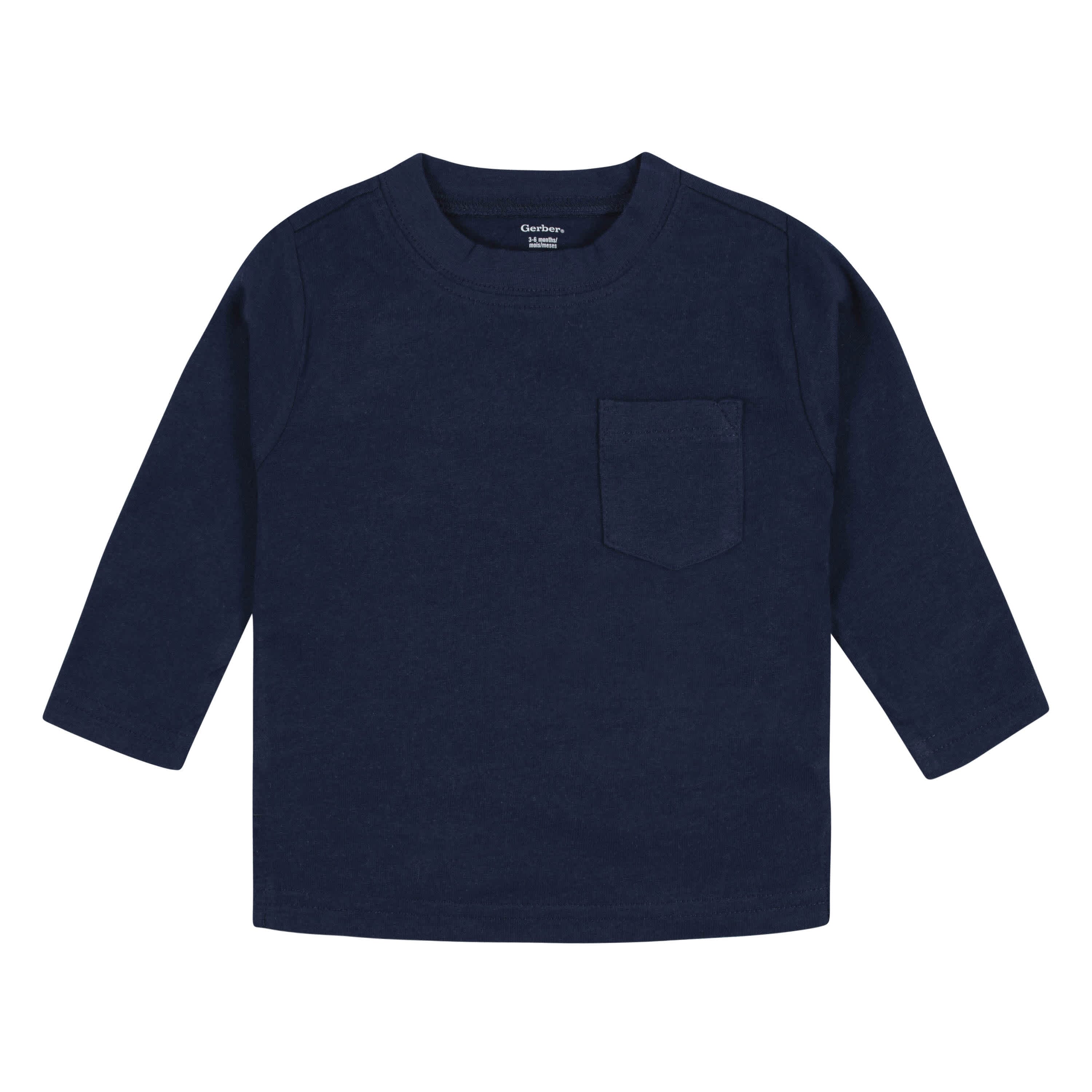 3-Pack Baby & Toddler Boys Royal Blues Long Sleeve Pocket Tees-Gerber Childrenswear