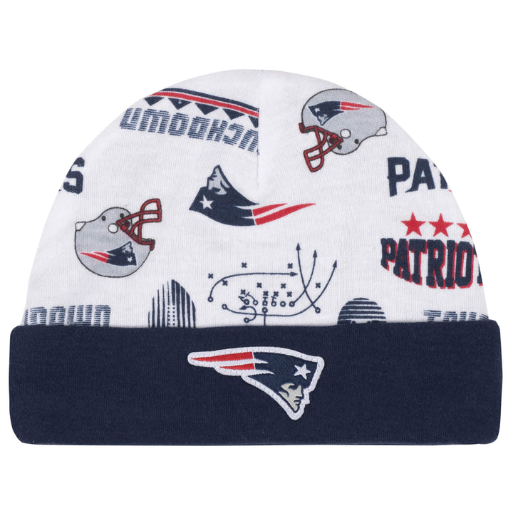 New England Patriots 3-Piece Baby Boys Bodysuit, Bib, and Cap Set-Gerber Childrenswear